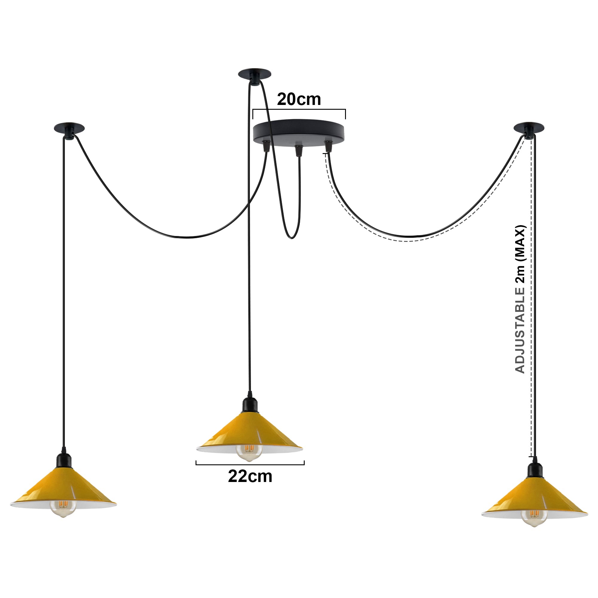 Retro Vintage Ceiling Spider Light Industrial Cone Pendant Lamp ~2010-3