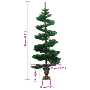 vidaXL Christmas Tree Decor Swirl Artificial Xmas Tree with Pot and LEDs PVC-64