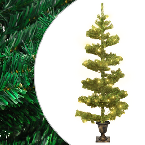 vidaXL Christmas Tree Decor Swirl Artificial Xmas Tree with Pot and LEDs PVC-4