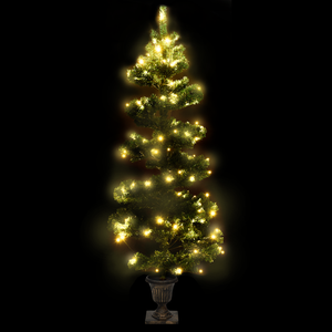 vidaXL Christmas Tree Decor Swirl Artificial Xmas Tree with Pot and LEDs PVC-18