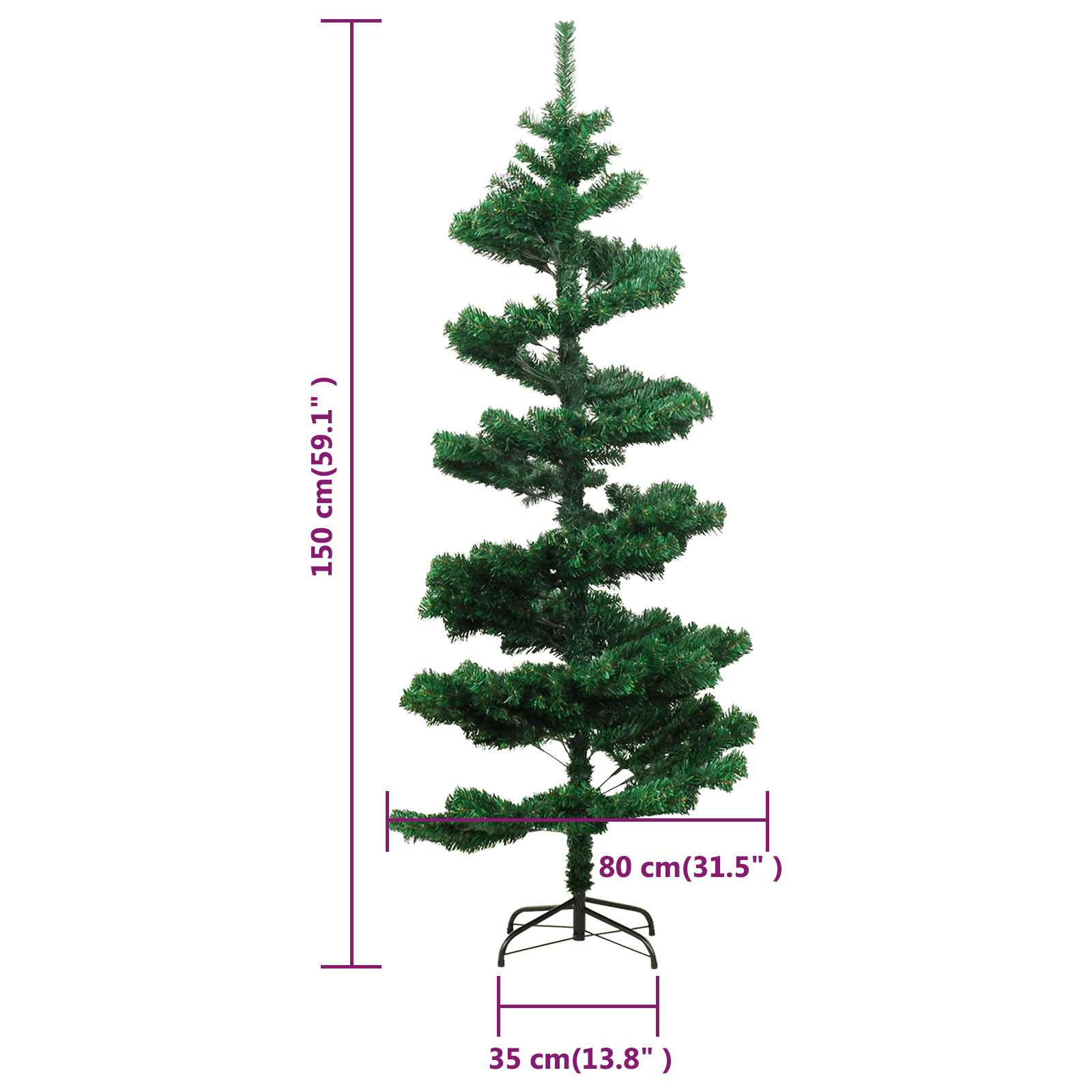 vidaXL Christmas Tree Decor Swirl Artificial Xmas Tree with Pot and LEDs PVC-65
