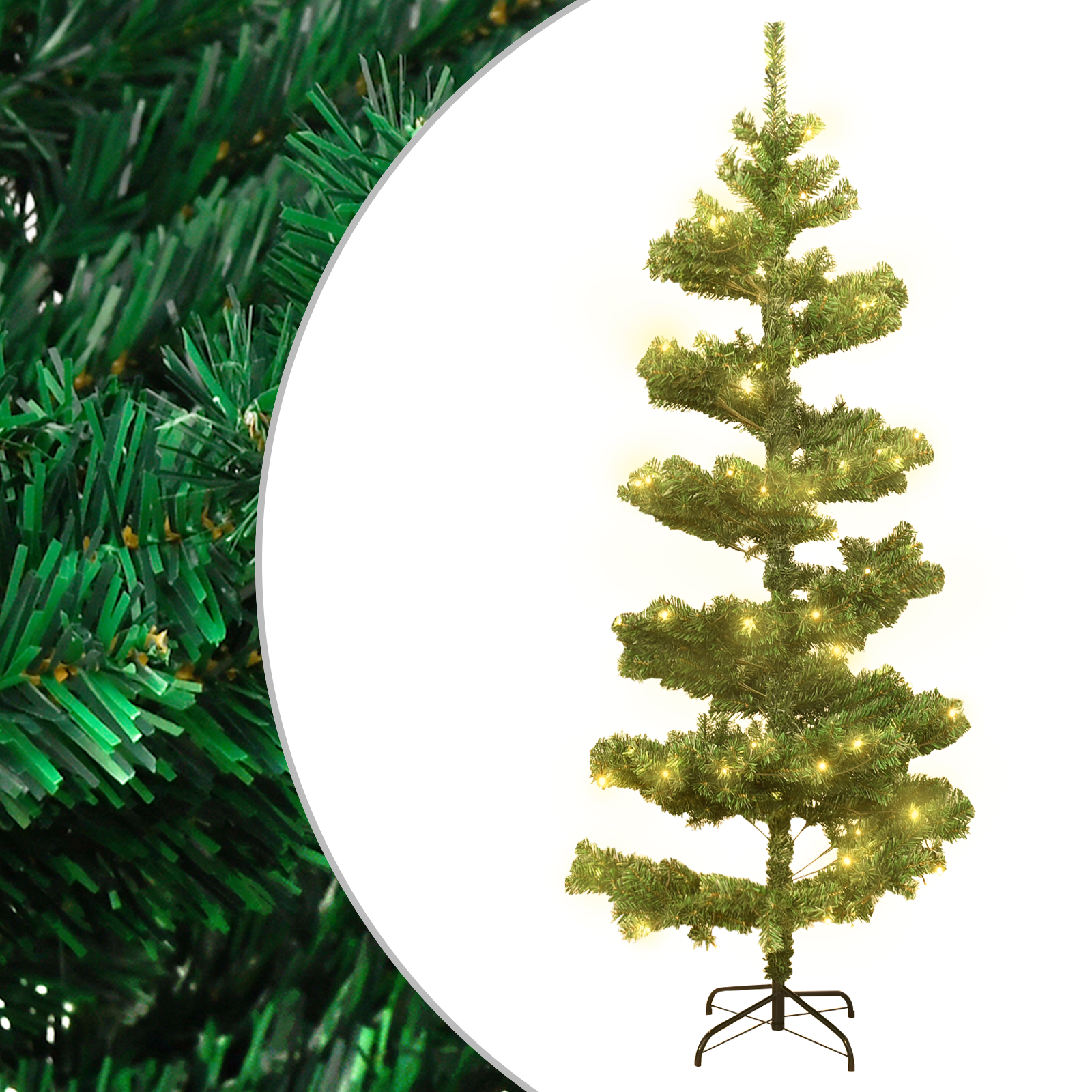 vidaXL Christmas Tree Decor Swirl Artificial Xmas Tree with Pot and LEDs PVC-6