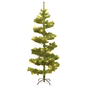 vidaXL Christmas Tree Decor Swirl Artificial Xmas Tree with Pot and LEDs PVC-13