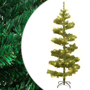 vidaXL Christmas Tree Decor Swirl Artificial Xmas Tree with Pot and LEDs PVC-50