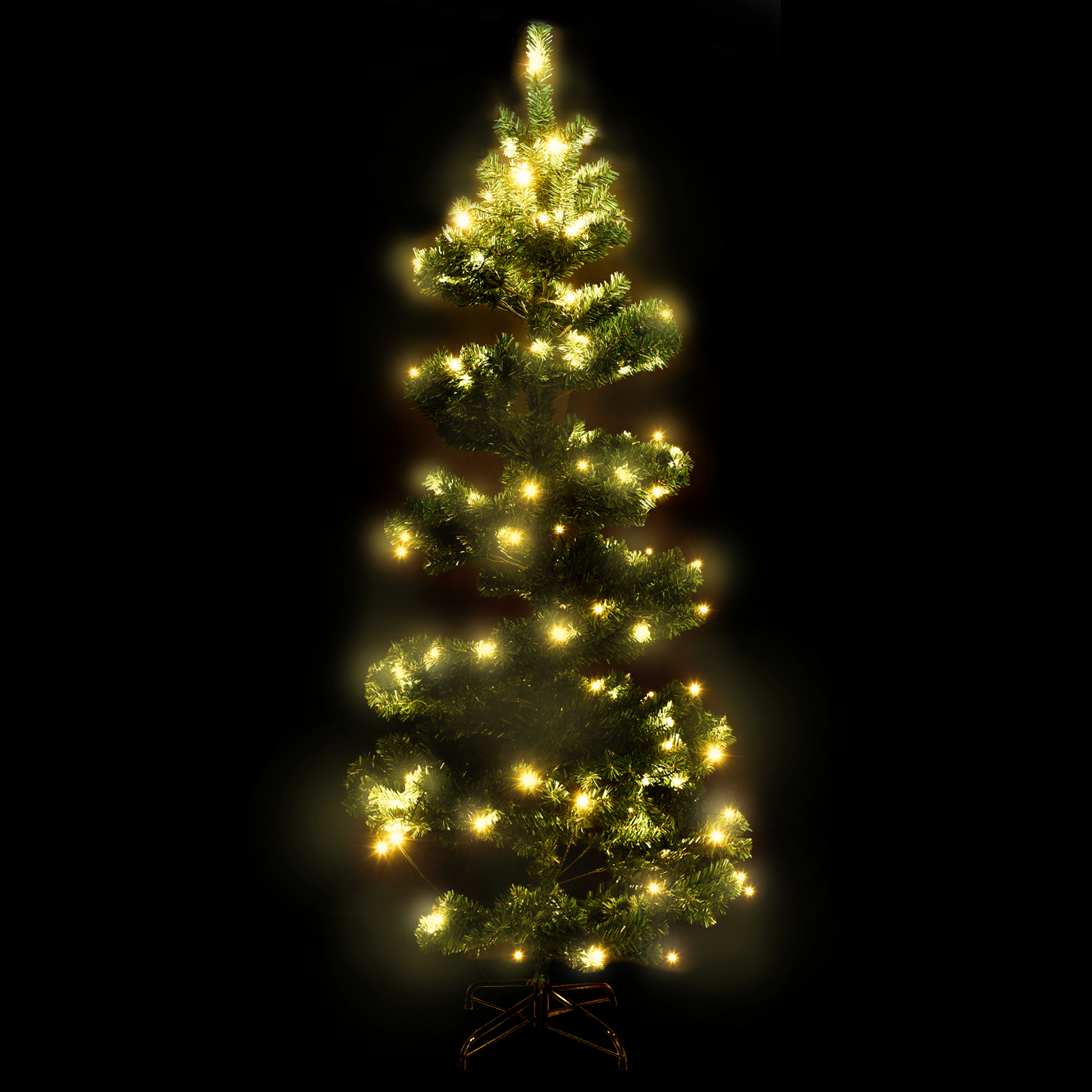 vidaXL Christmas Tree Decor Swirl Artificial Xmas Tree with Pot and LEDs PVC-62