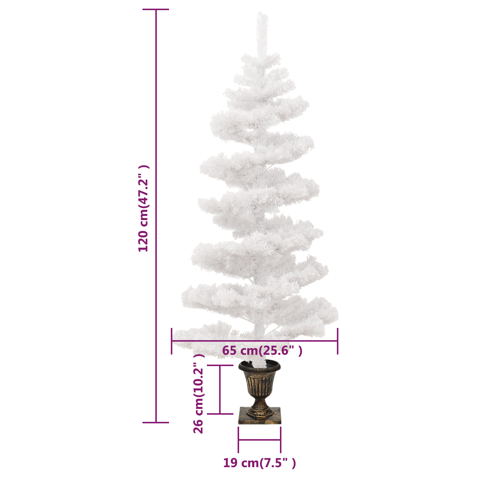 vidaXL Christmas Tree Decor Swirl Artificial Xmas Tree with Pot and LEDs PVC-60