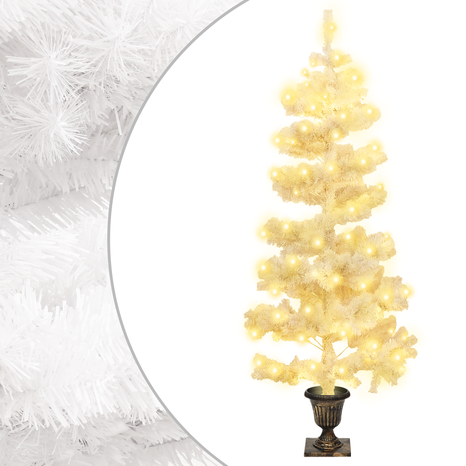 vidaXL Christmas Tree Decor Swirl Artificial Xmas Tree with Pot and LEDs PVC-0