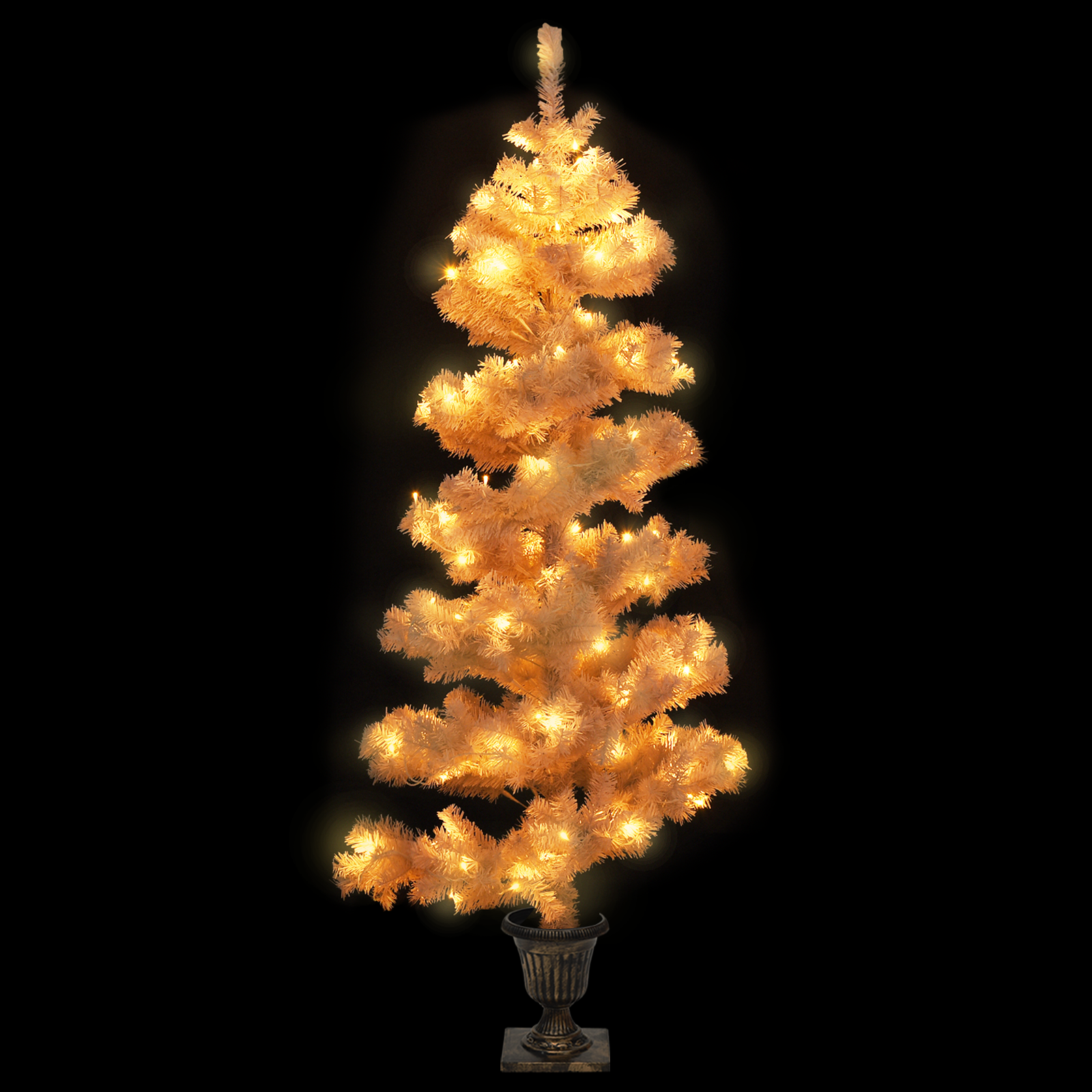 vidaXL Christmas Tree Decor Swirl Artificial Xmas Tree with Pot and LEDs PVC-14