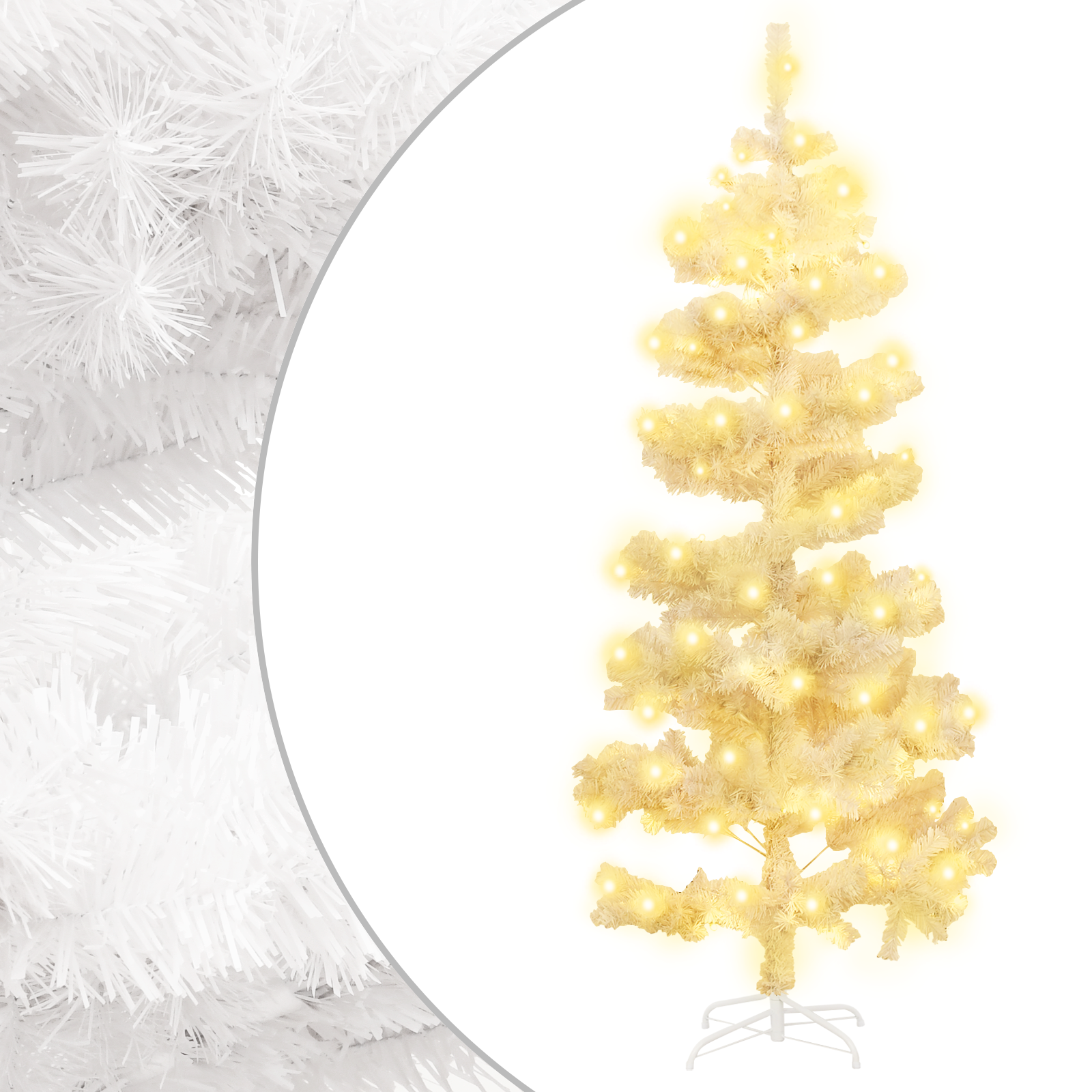 vidaXL Christmas Tree Decor Swirl Artificial Xmas Tree with Pot and LEDs PVC-57