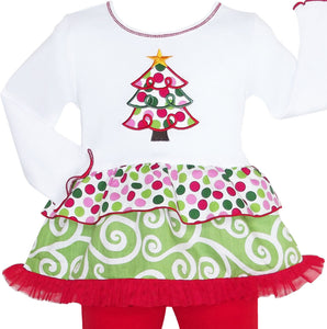 AnnLoren Girls Boutique Polka Dot & Swirl Christmas Tree Clothing Set-7