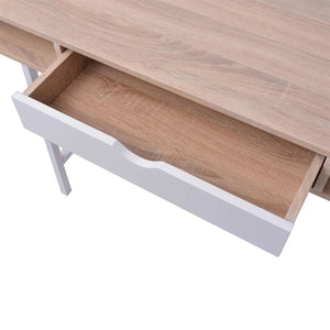 vidaXL Desk with 1 Drawer Oak and White-3