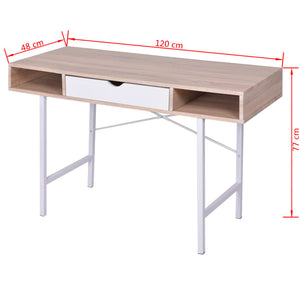 vidaXL Desk with 1 Drawer Oak and White-4