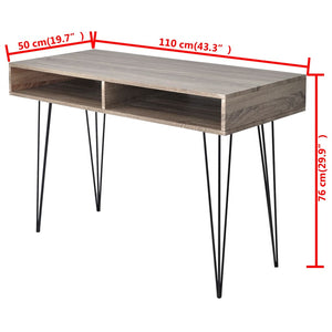 vidaXL Desk with 2 Compartments Gray-1