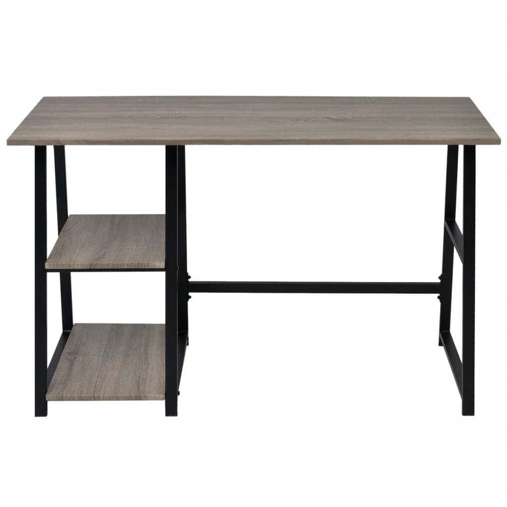 vidaXL Desk with 2 Shelves Gray and Oak-1