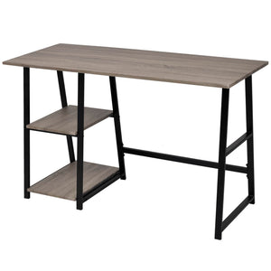 vidaXL Desk with 2 Shelves Gray and Oak-2