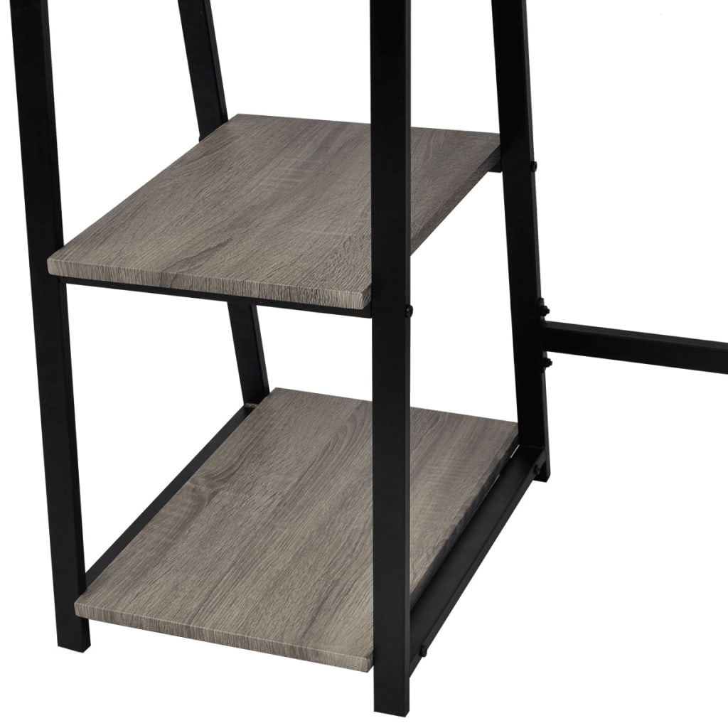 vidaXL Desk with 2 Shelves Gray and Oak-3