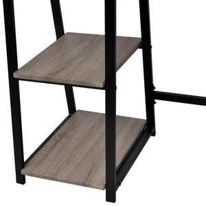 vidaXL Desk with 2 Shelves Gray and Oak-3