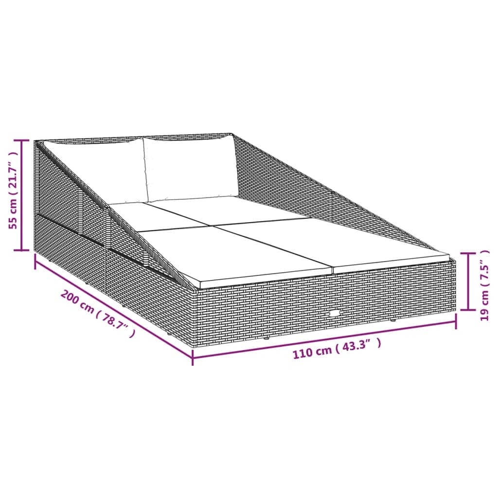 vidaXL Patio Bed Outdoor Rattan Daybed Sunbed Wicker Furniture Poly Rattan-6