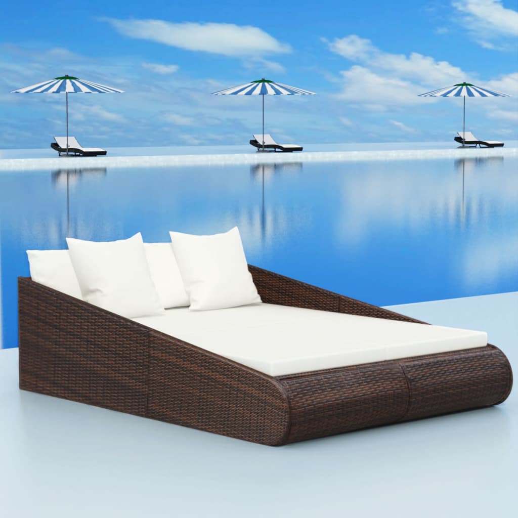 vidaXL Patio Bed Outdoor Rattan Daybed Sunbed Wicker Furniture Poly Rattan-3
