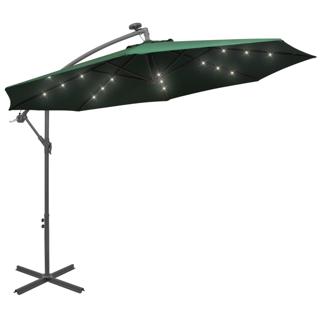 vidaXL Cantilever Umbrella Parasol with Solar LEDs Patio Umbrella Sunshade-1