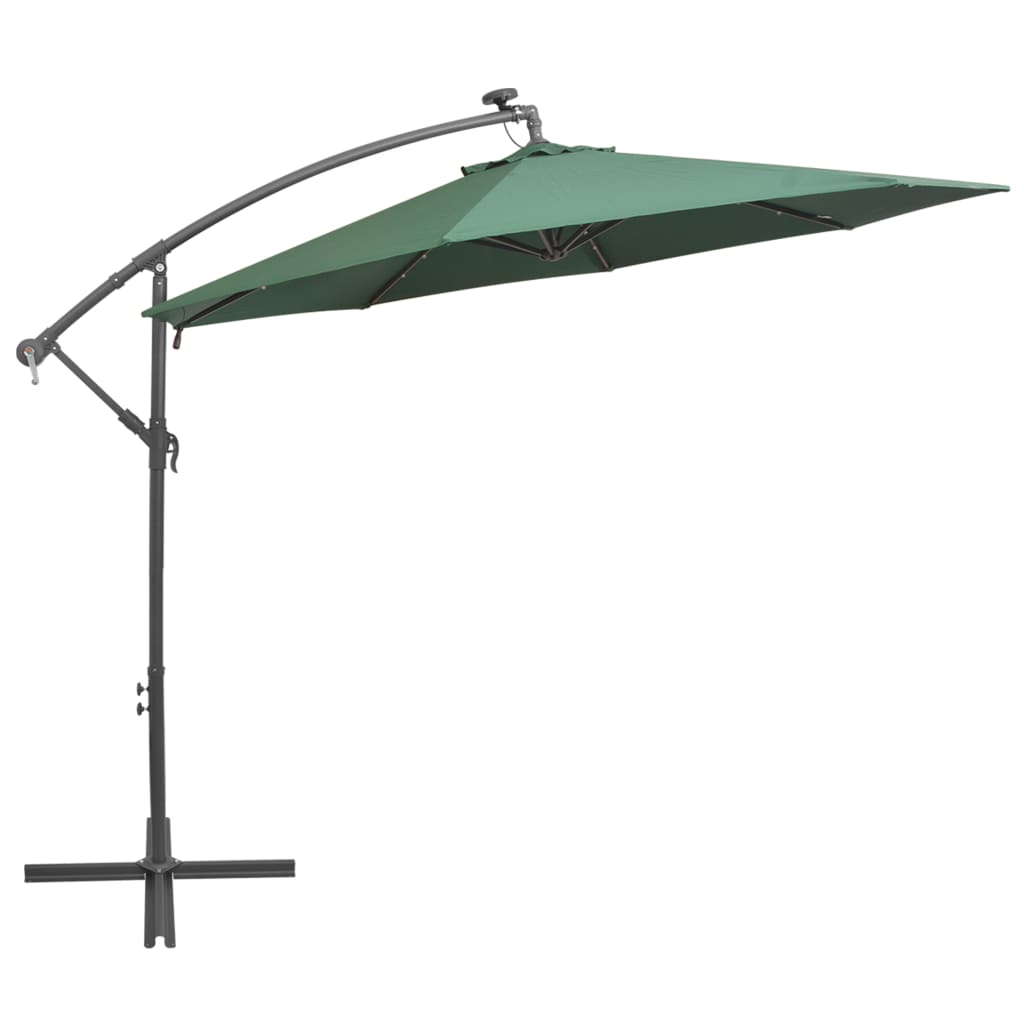 vidaXL Cantilever Umbrella Parasol with Solar LEDs Patio Umbrella Sunshade-18