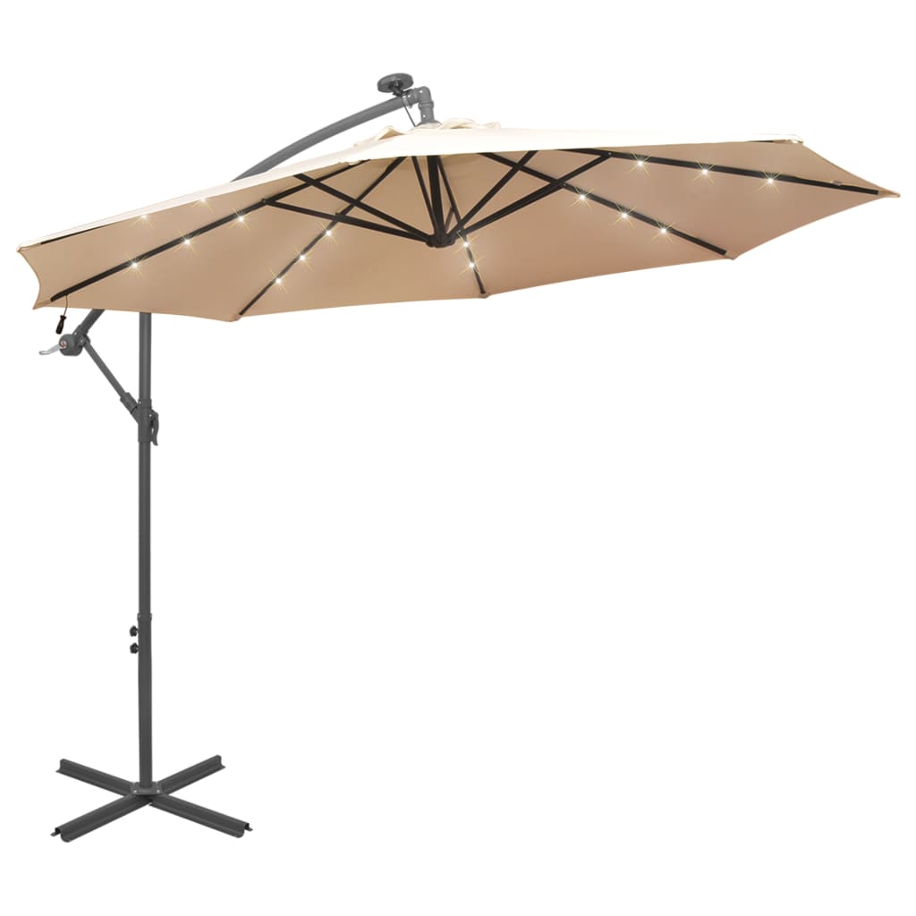 vidaXL Cantilever Umbrella Parasol with Solar LEDs Patio Umbrella Sunshade-96
