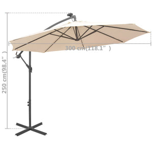 vidaXL Cantilever Umbrella Parasol with Solar LEDs Patio Umbrella Sunshade-35