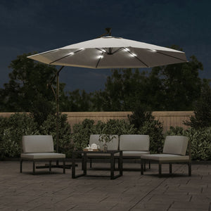 vidaXL Cantilever Umbrella Parasol with Solar LEDs Patio Umbrella Sunshade-37
