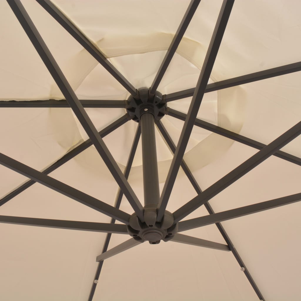vidaXL Cantilever Umbrella Parasol with Solar LEDs Patio Umbrella Sunshade-2