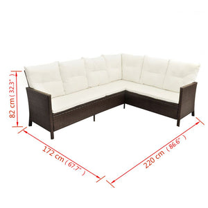 vidaXL Patio Furniture Set Conversation Set Sectional Sofa with Table Rattan-11