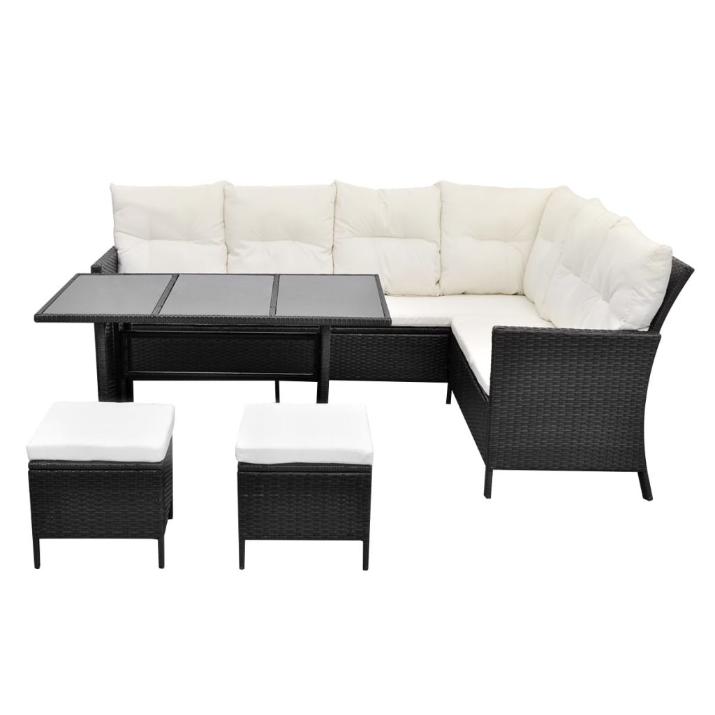 vidaXL Patio Furniture Set Conversation Set Sectional Sofa with Table Rattan-18