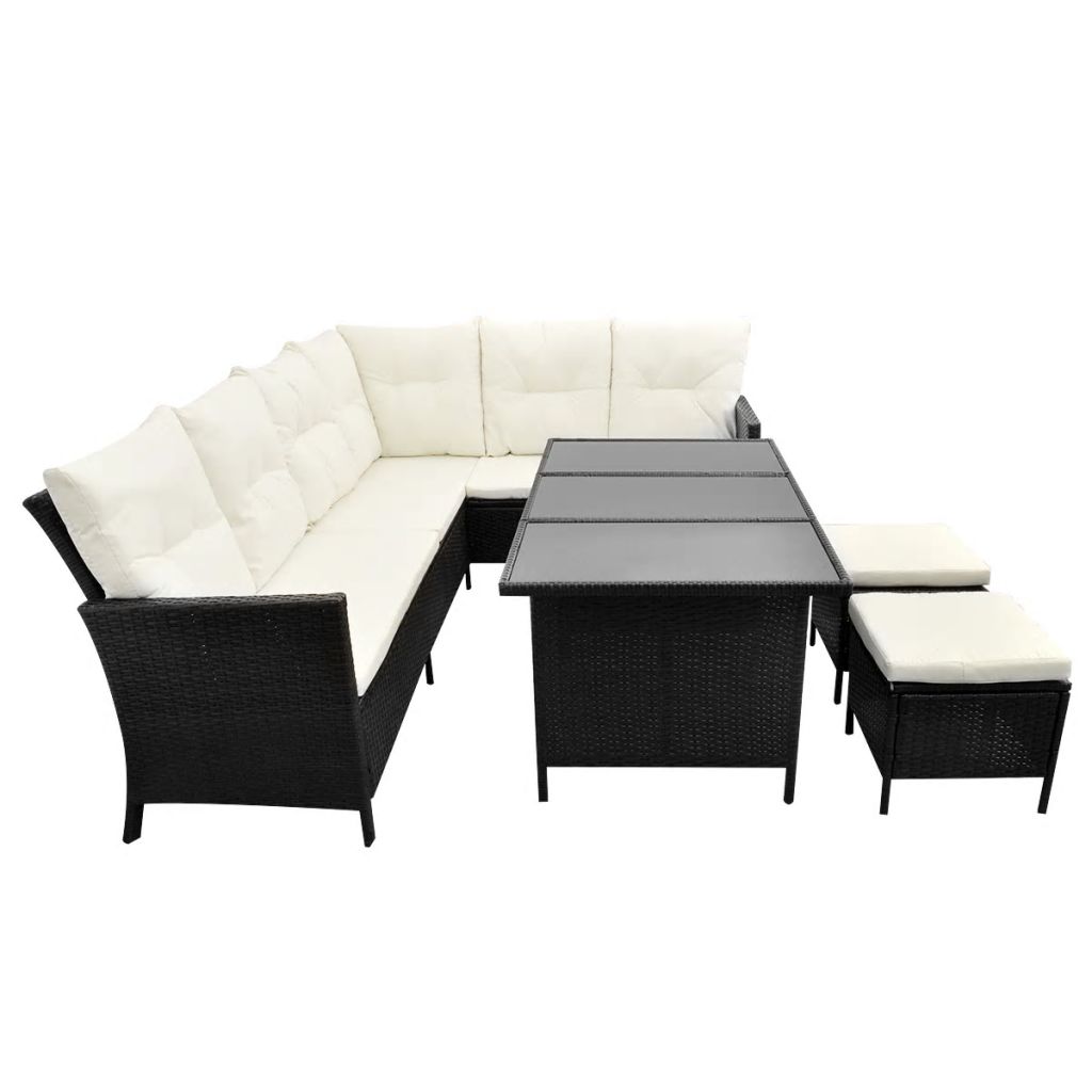 vidaXL Patio Furniture Set Conversation Set Sectional Sofa with Table Rattan-20