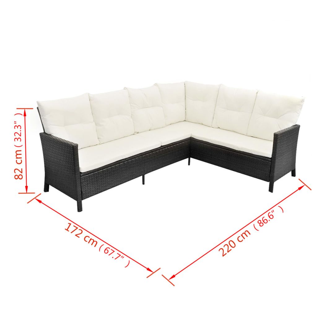 vidaXL Patio Furniture Set Conversation Set Sectional Sofa with Table Rattan-0