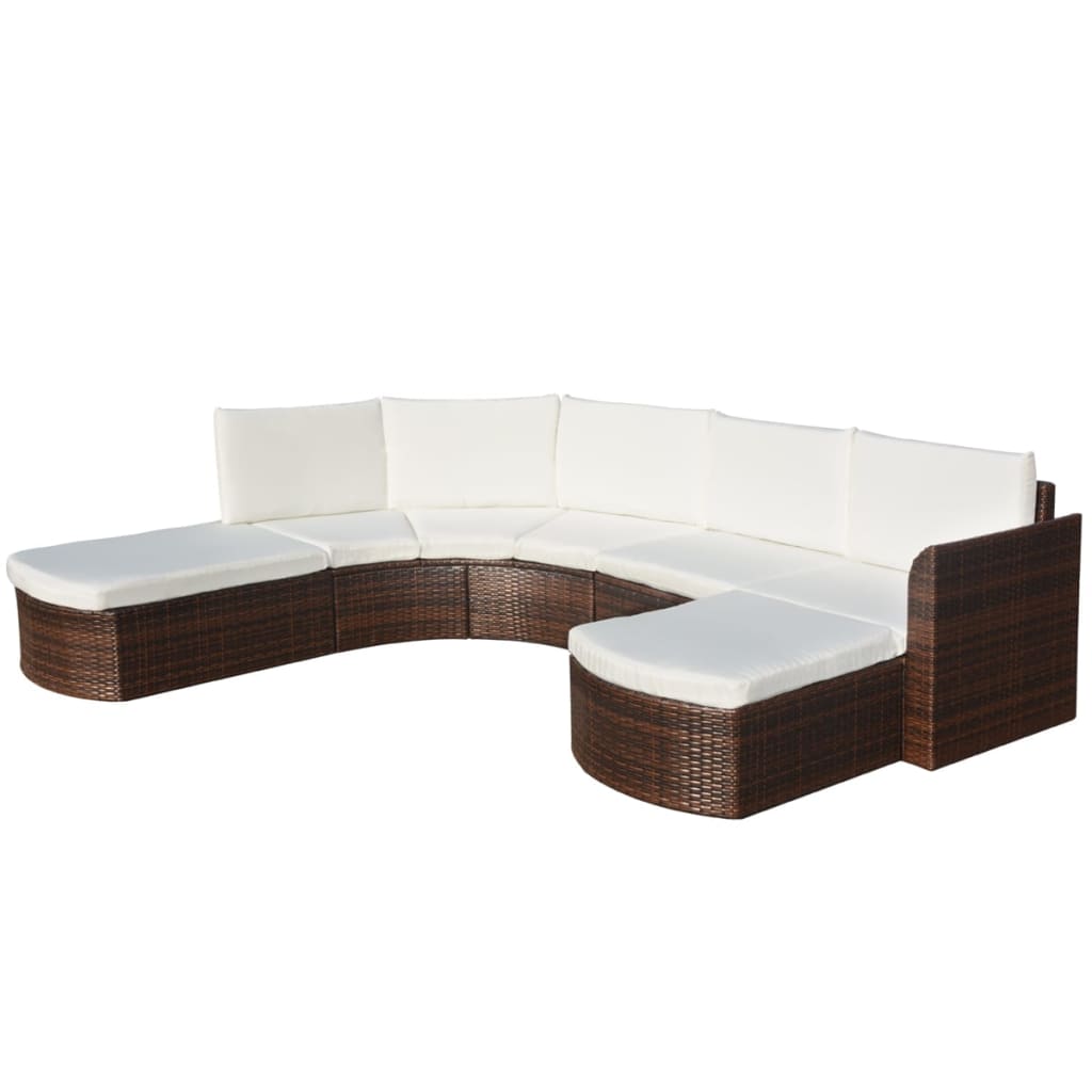 vidaXL Patio Furniture Set 4 Piece Sectional Couch Outdoor Sofa Poly Rattan-0