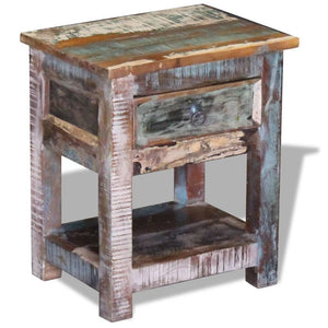 vidaXL Side Table with 1 Drawer Solid Reclaimed Wood 17"x13"x20"-8
