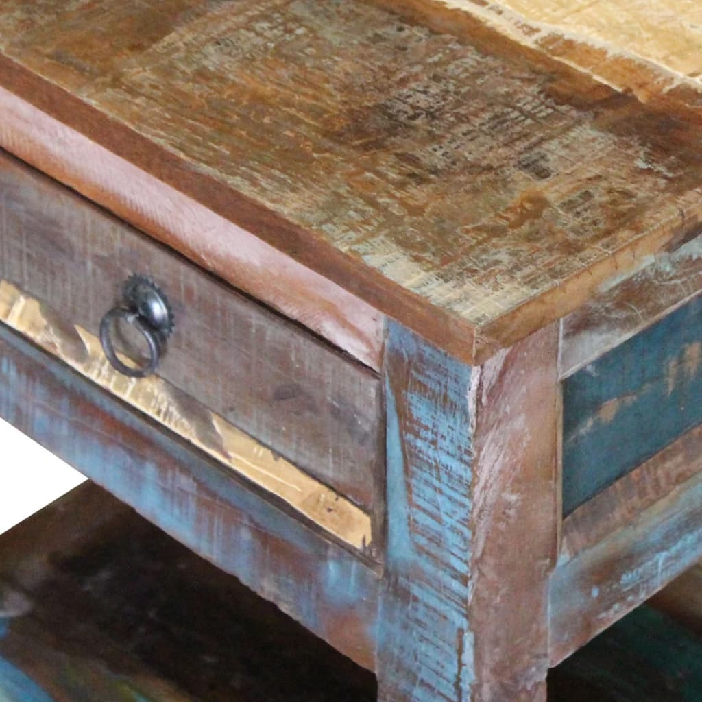 vidaXL Side Table with 1 Drawer Solid Reclaimed Wood 17"x13"x20"-6