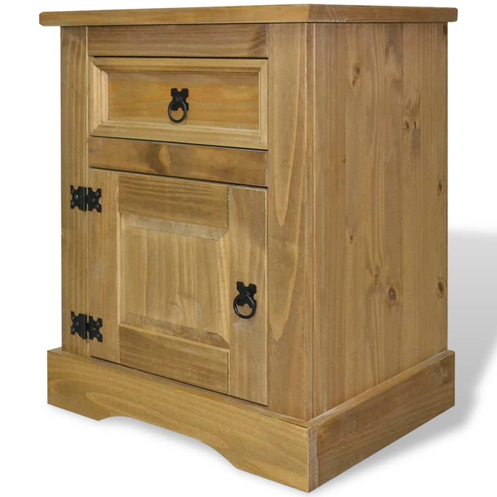 vidaXL Nightstand Storage Cabinet Table with Drawer Mexican Pine Corona Range-1