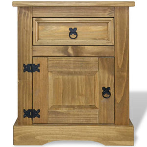 vidaXL Nightstand Storage Cabinet Table with Drawer Mexican Pine Corona Range-7