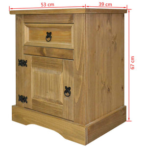 vidaXL Nightstand Storage Cabinet Table with Drawer Mexican Pine Corona Range-5