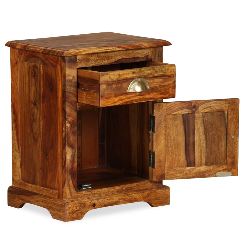 vidaXL Nightstand Storage Bedside Table for Home Bedroom Solid Wood Sheesham-5