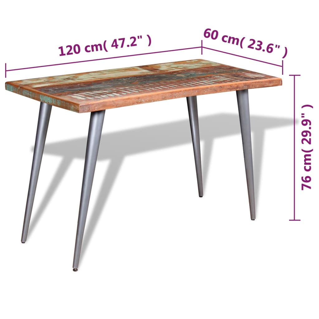 vidaXL Dining Table Solid Reclaimed Wood 47.2"x23.6"x30"-6