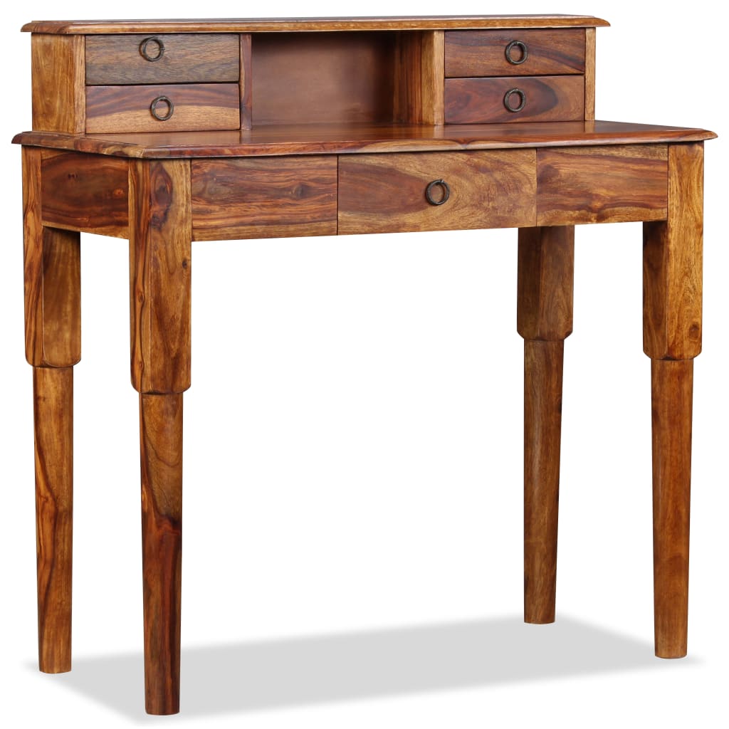 vidaXL Writing Desk with 5 Drawers Solid Sheesham Wood 35.4"x15.7"x35.4"-2