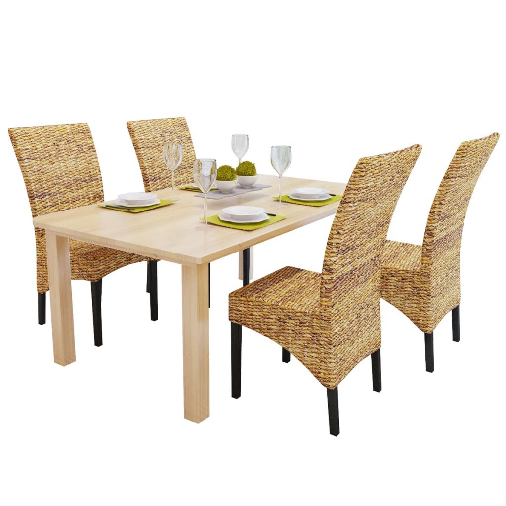 vidaXL Dining Chairs Accent Side Chair for Kitchen Abaca and Solid Wood Mango-20