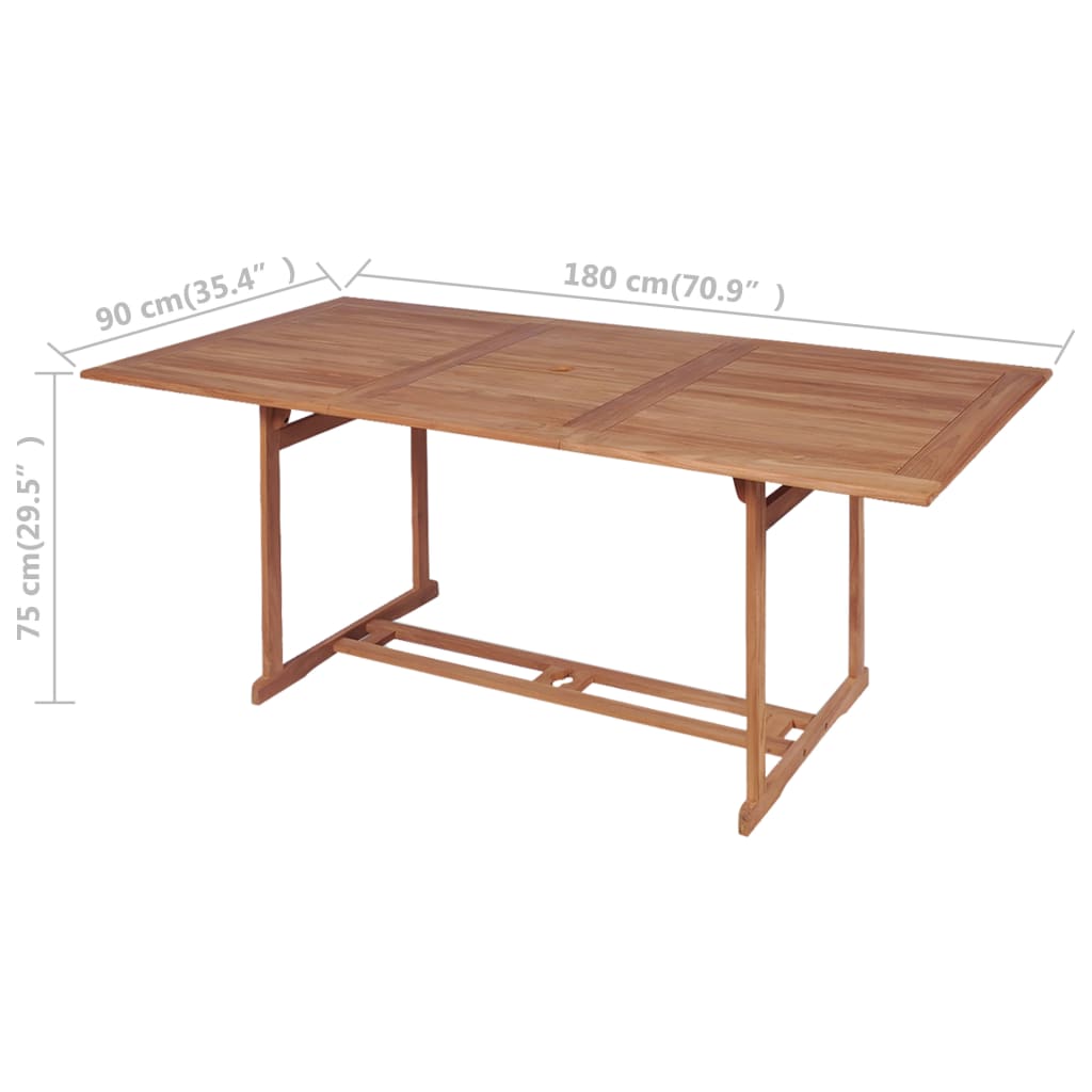 vidaXL Patio Table 70.9"x35.4"x29.5" Solid Teak Wood-0