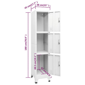 vidaXL Locker Cabinet with 3 Compartments 15"x17.7"x70.9"-5
