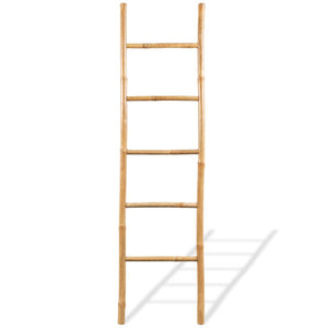 vidaXL Towel Ladder with 6 Rungs Bamboo Bathroom Rack Organizer Stand Hanger-1