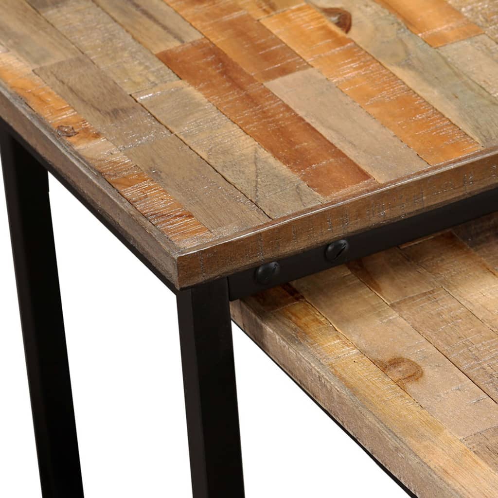 vidaXL Nesting Table Set of 2 Coffee Table Side End Table Solid Wood Sheesham-8