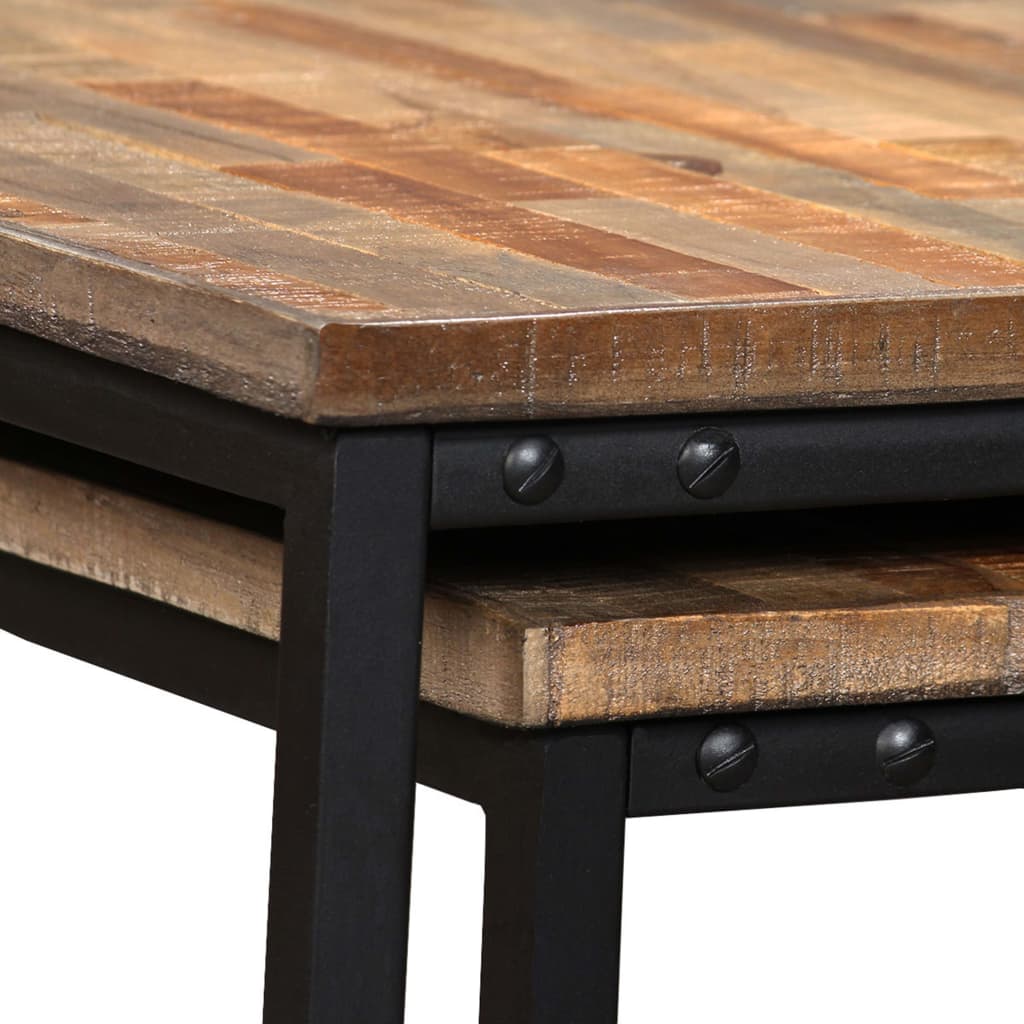 vidaXL Nesting Table Set of 2 Coffee Table Side End Table Solid Wood Sheesham-14