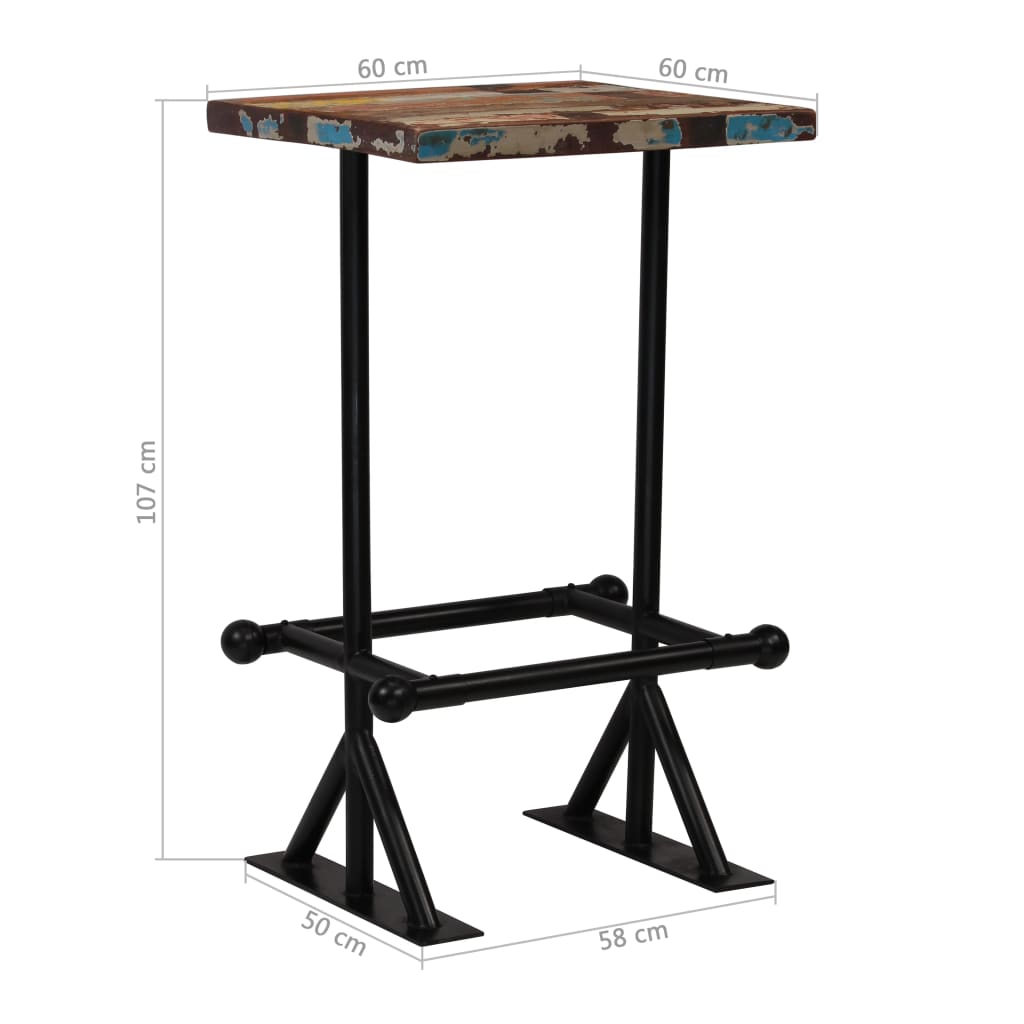 vidaXL Bar Table Kitchen Table Bistro Table Solid Reclaimed Wood Multicolor-28
