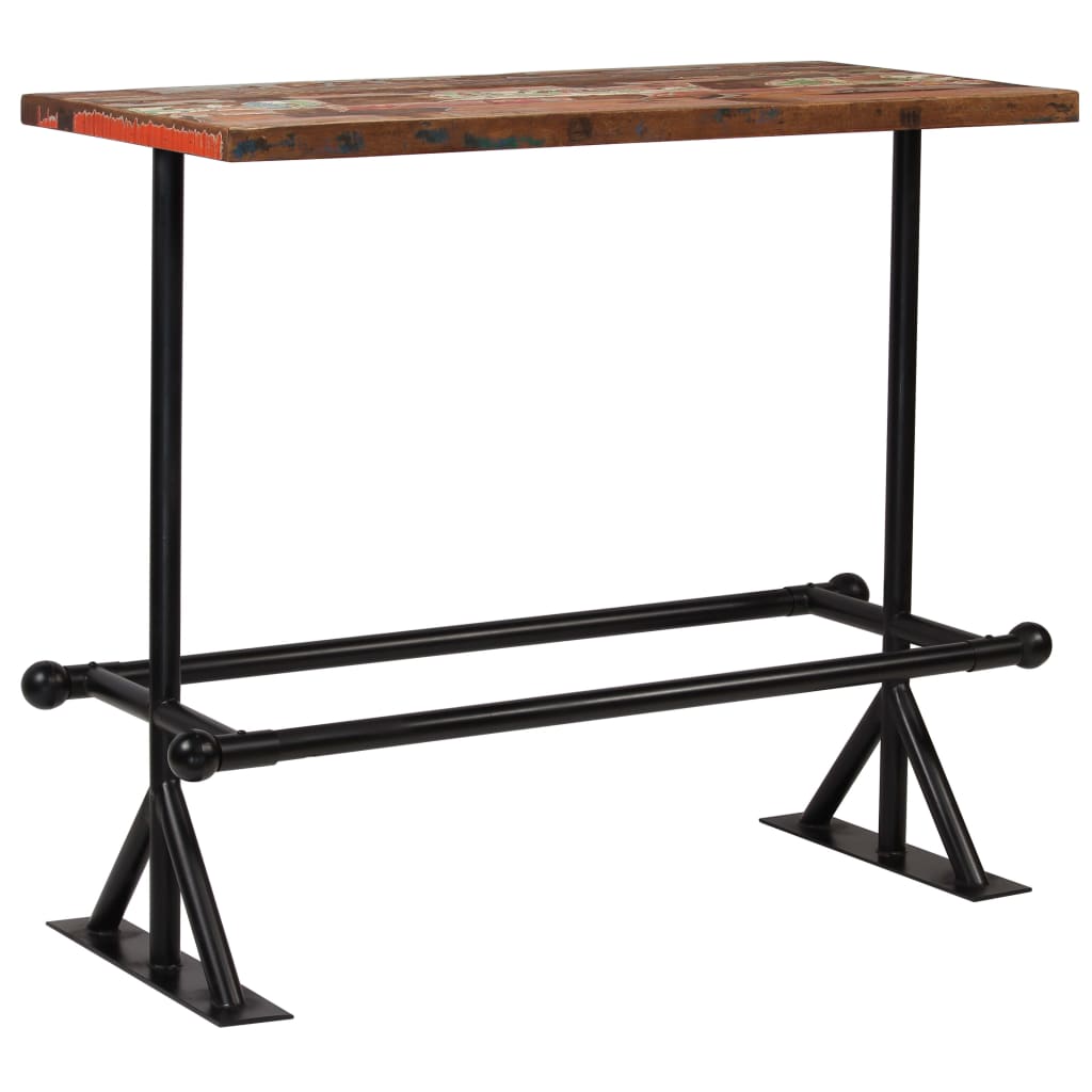 vidaXL Bar Table Kitchen Table Bistro Table Solid Reclaimed Wood Multicolor-15